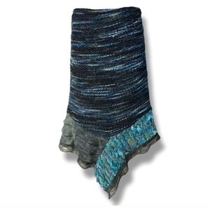 COCOMENTHE Bouclé Knit Multi-Colored Pencil Skirt Asymmetrical Mermaid